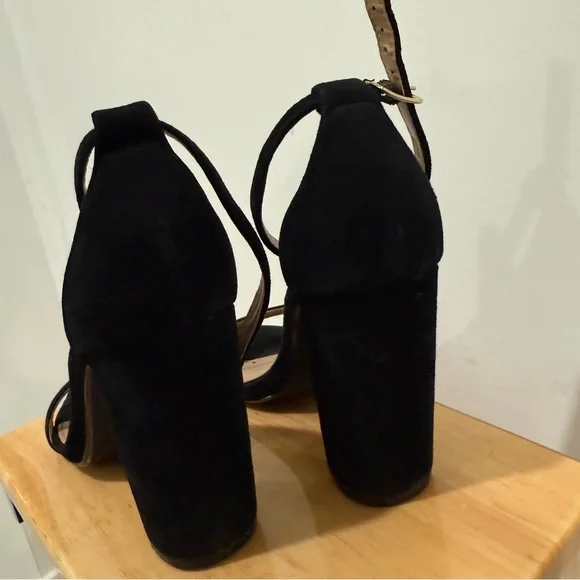 Steve Madden Black Suede Block Heels - Picture 3 of 6